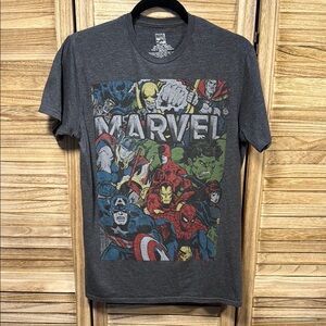 Marvel Gray Short Sleeve Tee with Comic Book Graphics M